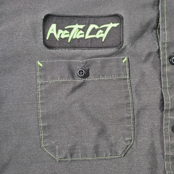 Arctic Cat  Distressed Garage Button Up Shirt Mens XL Snowmobile Mechanic - Picture 3 of 9